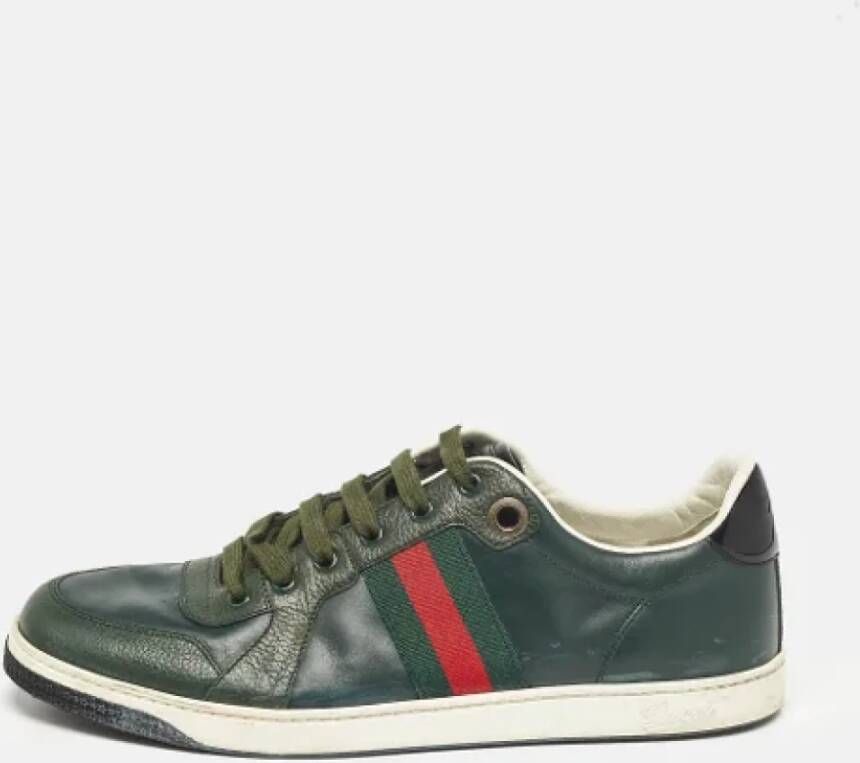 Gucci Vintage Pre-owned Leather sneakers Green Heren