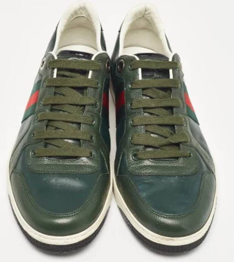 Gucci Vintage Pre-owned Leather sneakers Green Heren