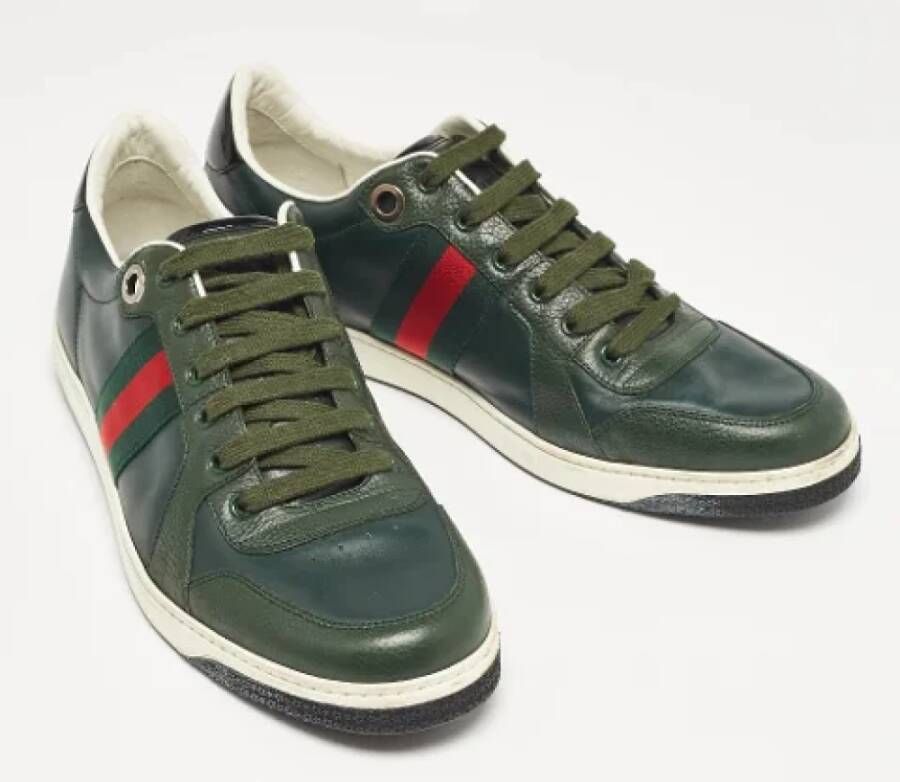 Gucci Vintage Pre-owned Leather sneakers Green Heren