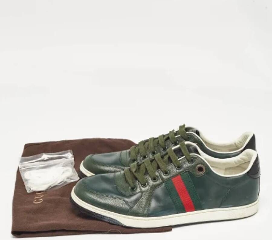 Gucci Vintage Pre-owned Leather sneakers Green Heren