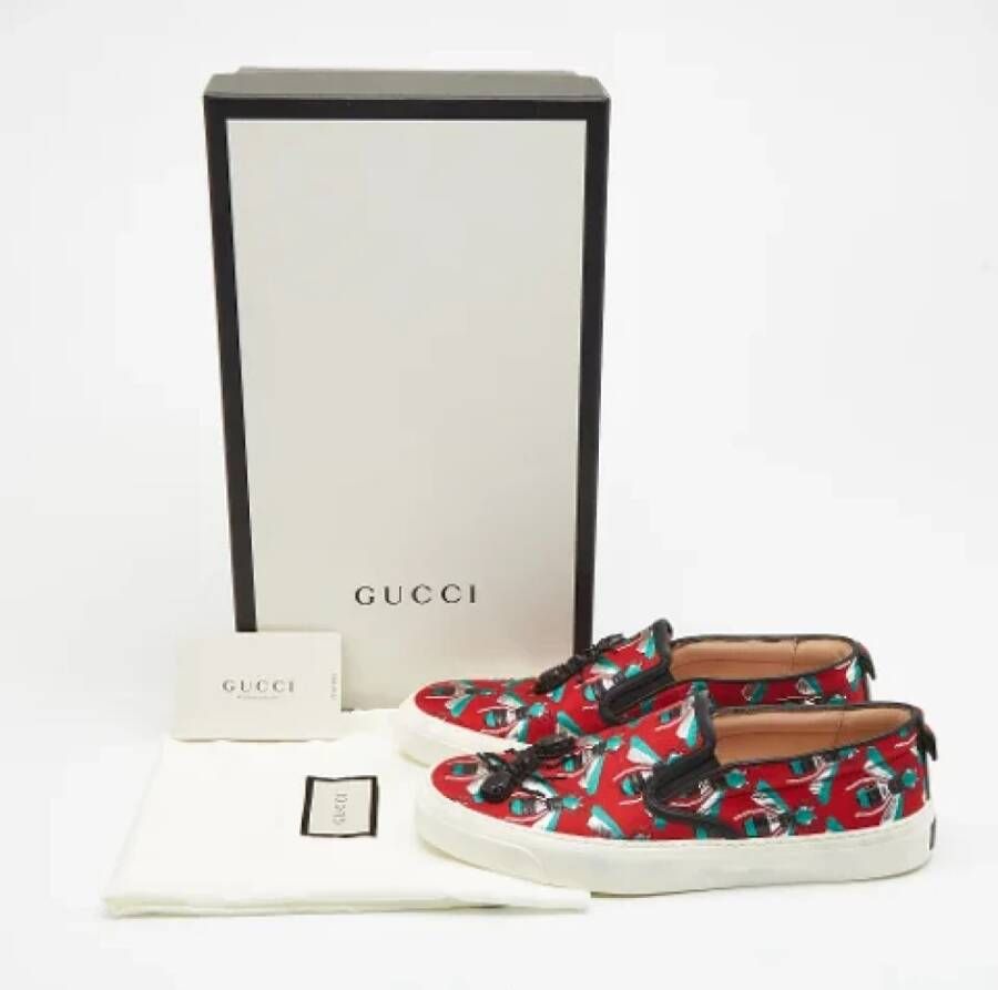 Gucci Vintage Pre-owned Leather sneakers Red Dames