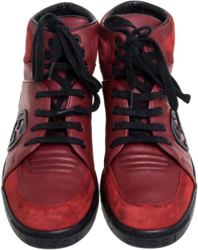 Gucci Vintage Pre-owned Leather sneakers Red Dames