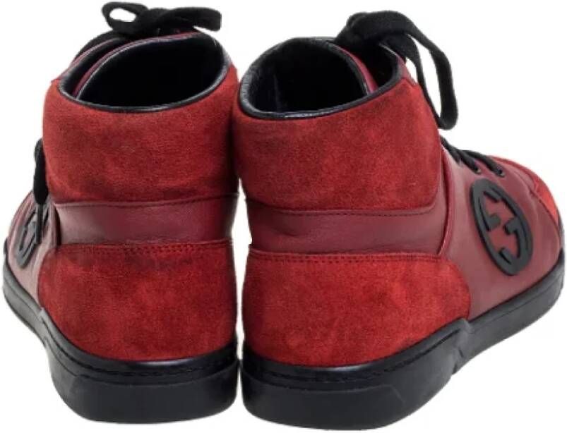 Gucci Vintage Pre-owned Leather sneakers Red Dames