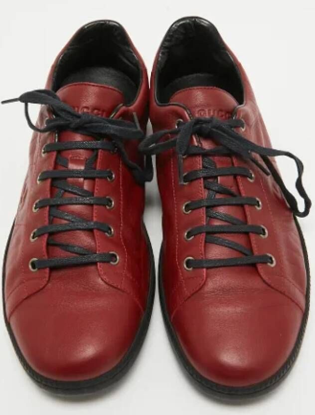 Gucci Vintage Pre-owned Leather sneakers Red Dames