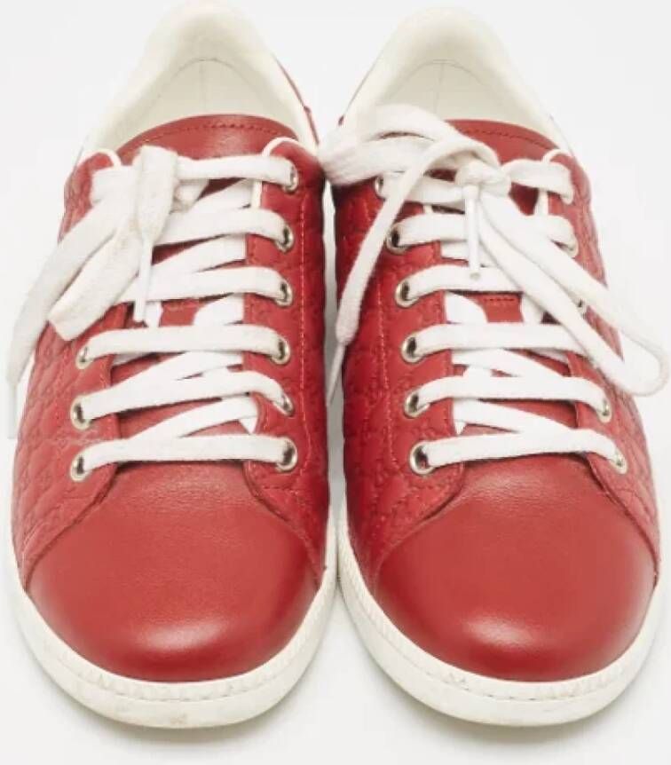 Gucci Vintage Pre-owned Leather sneakers Red Dames