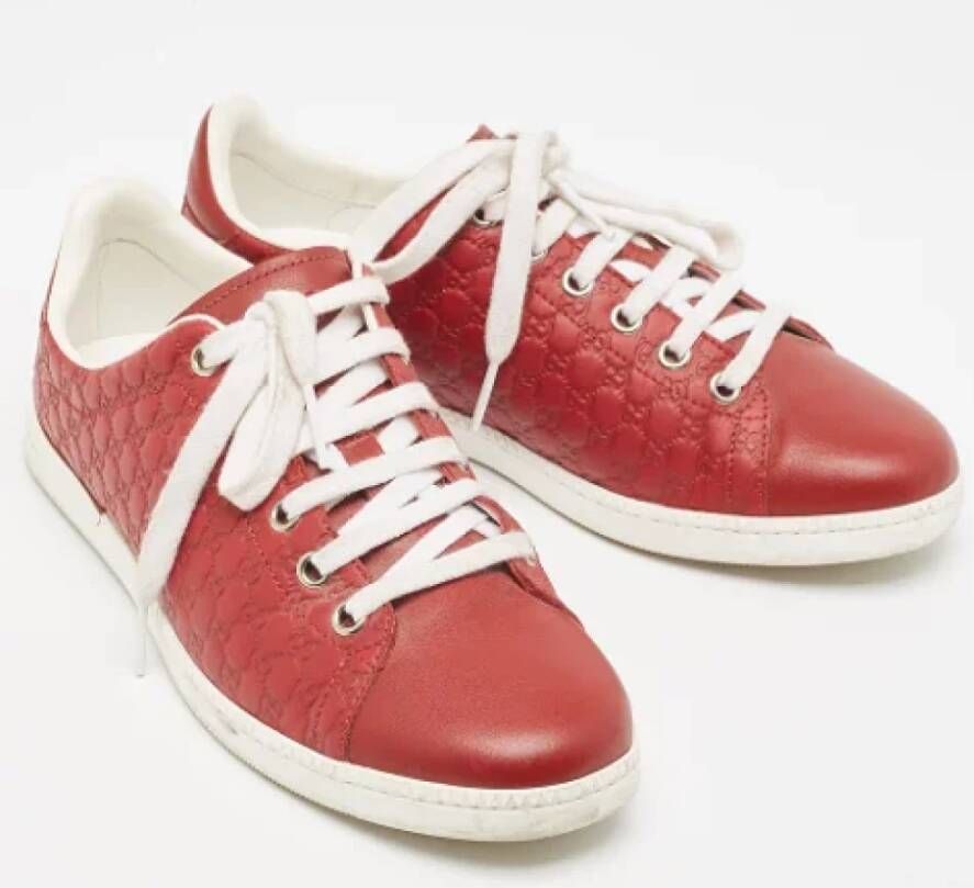 Gucci Vintage Pre-owned Leather sneakers Red Dames