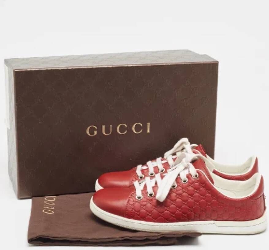 Gucci Vintage Pre-owned Leather sneakers Red Dames