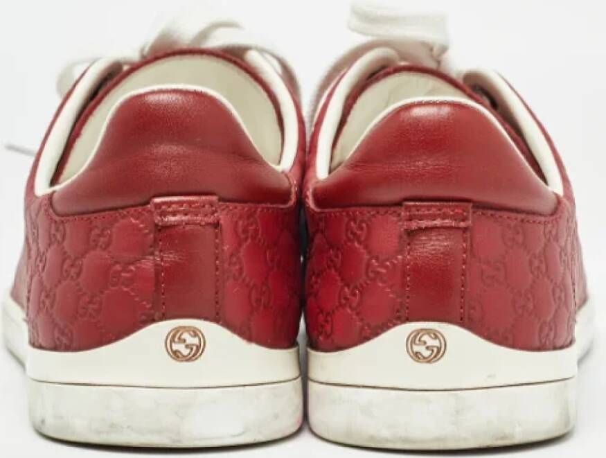 Gucci Vintage Pre-owned Leather sneakers Red Dames