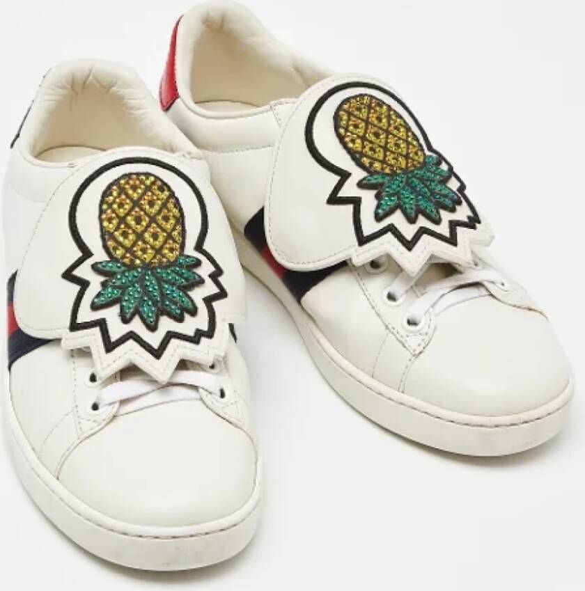 Gucci Vintage Pre-owned Leather sneakers White Dames