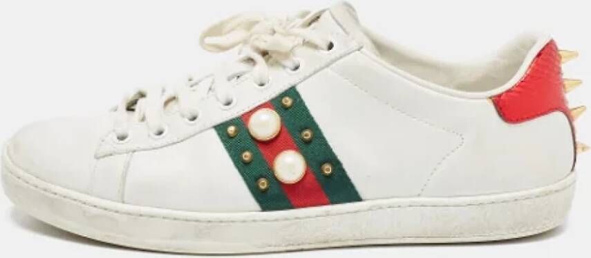 Gucci Vintage Pre-owned Leather sneakers White Dames