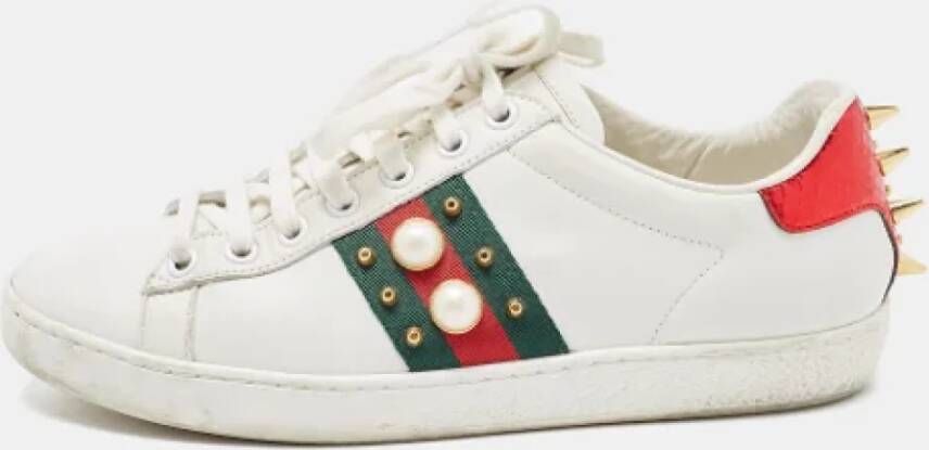 Gucci Vintage Pre-owned Leather sneakers White Dames