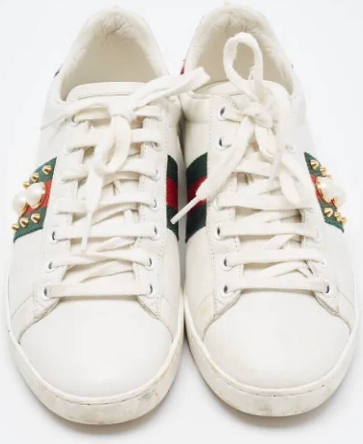 Gucci Vintage Pre-owned Leather sneakers White Dames