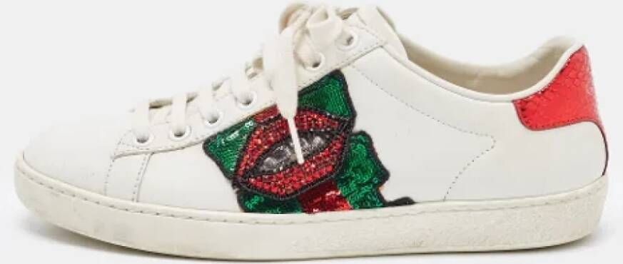 Gucci Vintage Pre-owned Leather sneakers White Dames