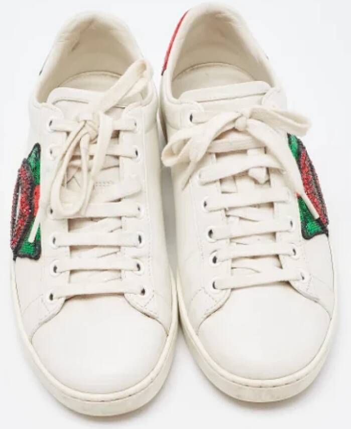 Gucci Vintage Pre-owned Leather sneakers White Dames