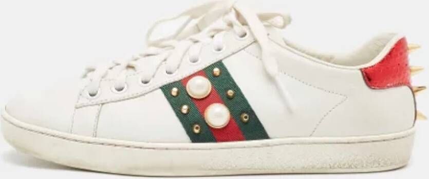 Gucci Vintage Pre-owned Leather sneakers White Dames