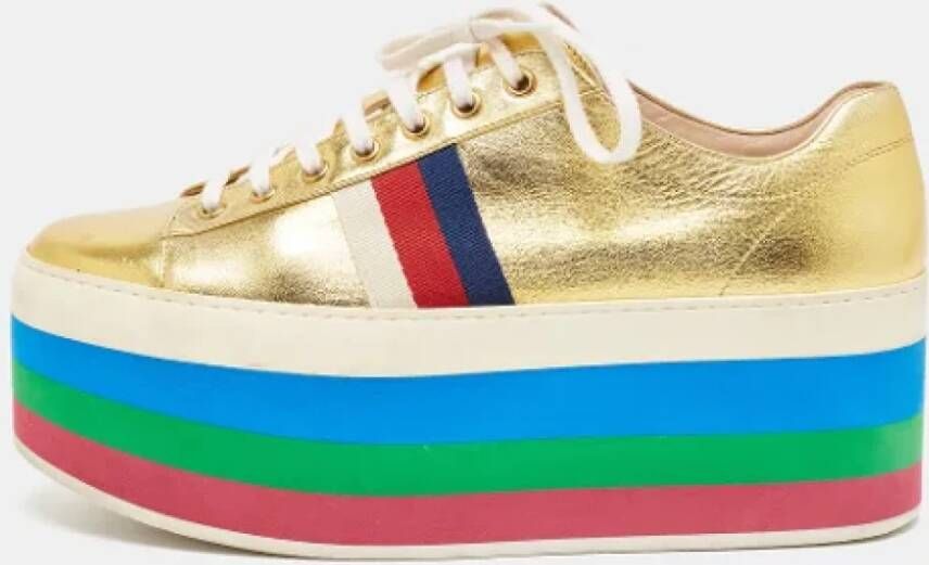 Gucci Vintage Pre-owned Leather sneakers Yellow Heren