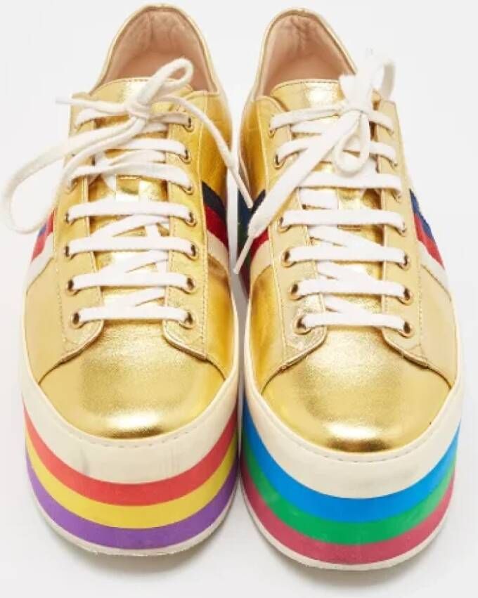 Gucci Vintage Pre-owned Leather sneakers Yellow Heren