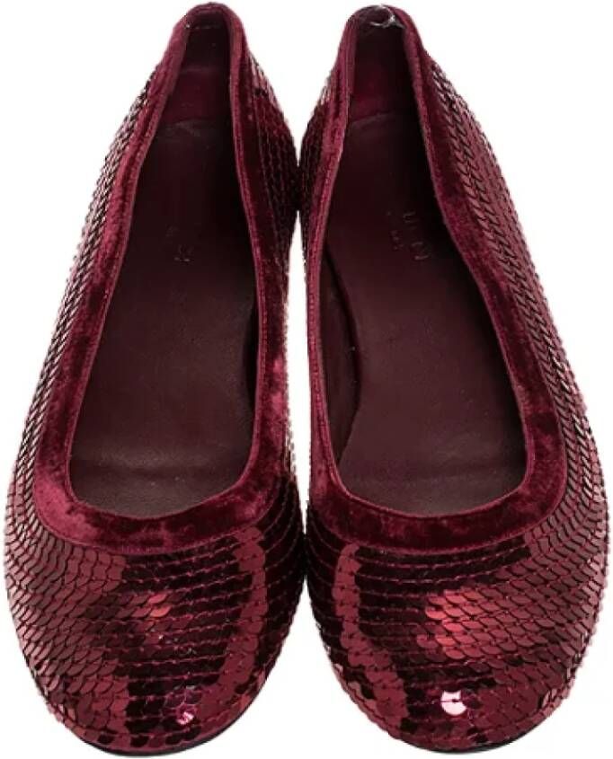 Gucci Vintage Pre-owned Satin flats Red Dames