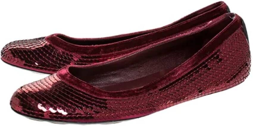 Gucci Vintage Pre-owned Satin flats Red Dames