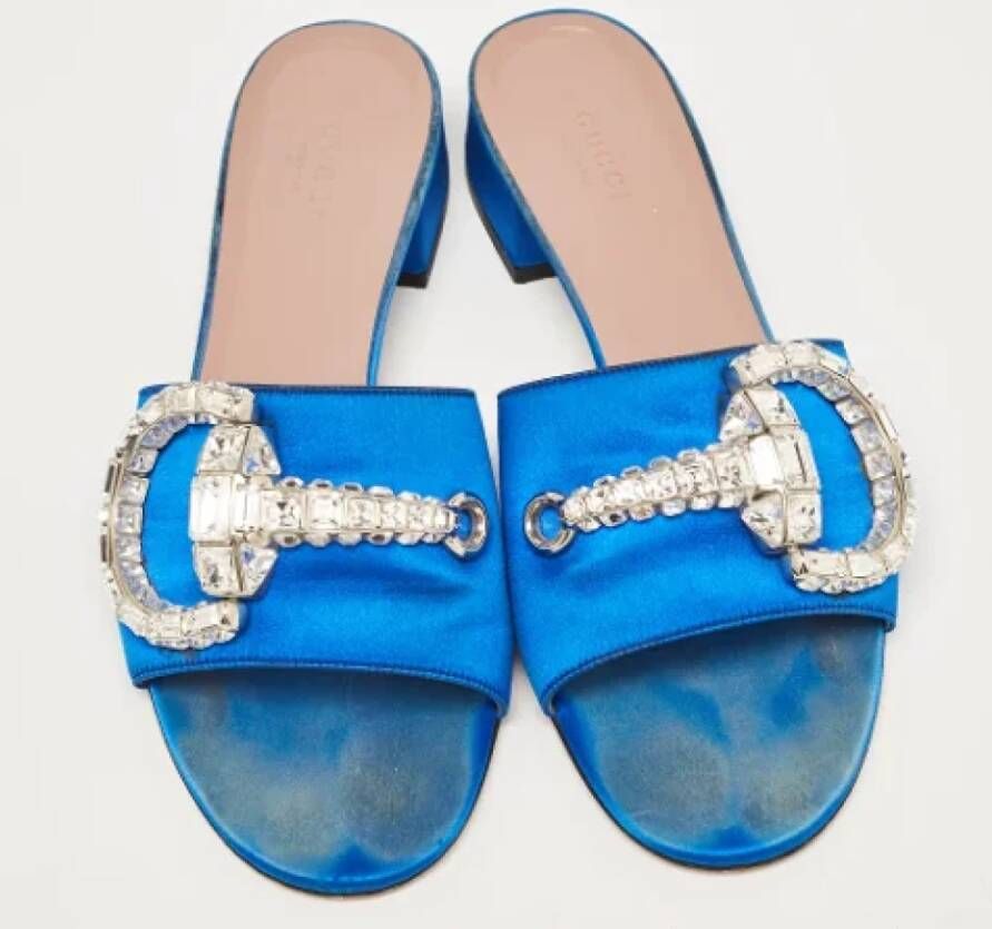 Gucci Vintage Pre-owned Satin sandals Blue Dames