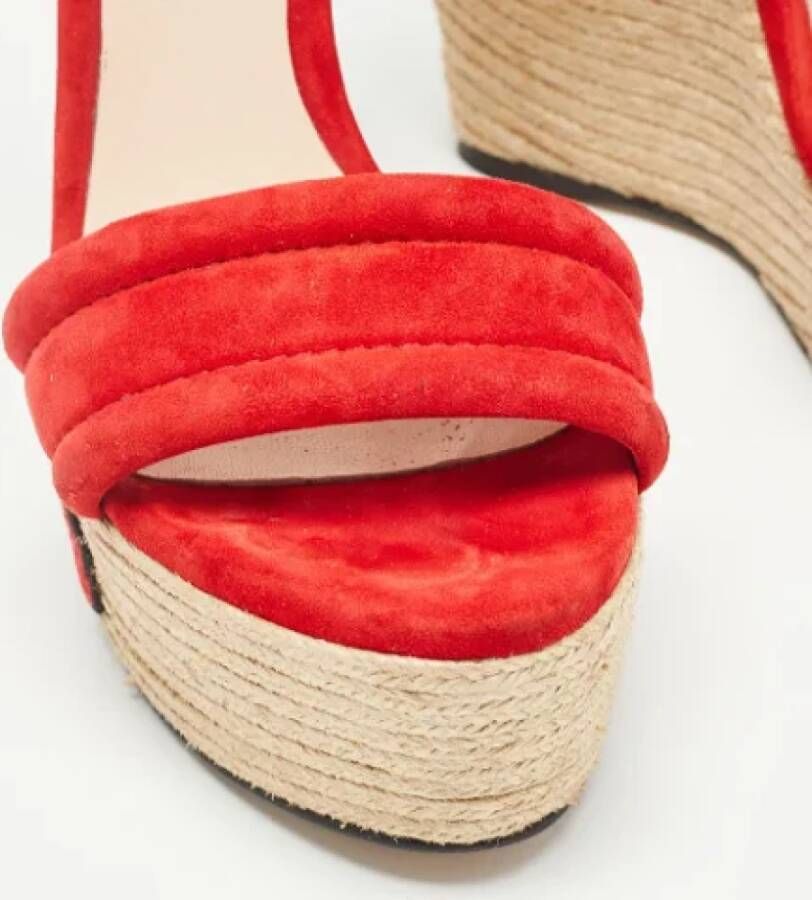 Gucci Vintage Pre-owned Suede espadrilles Red Dames