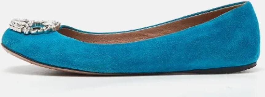 Gucci Vintage Pre-owned Suede flats Blue Dames