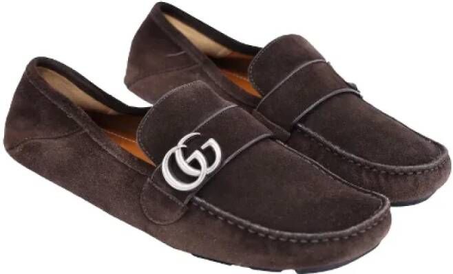 Gucci Vintage Pre-owned Suede flats Brown Heren