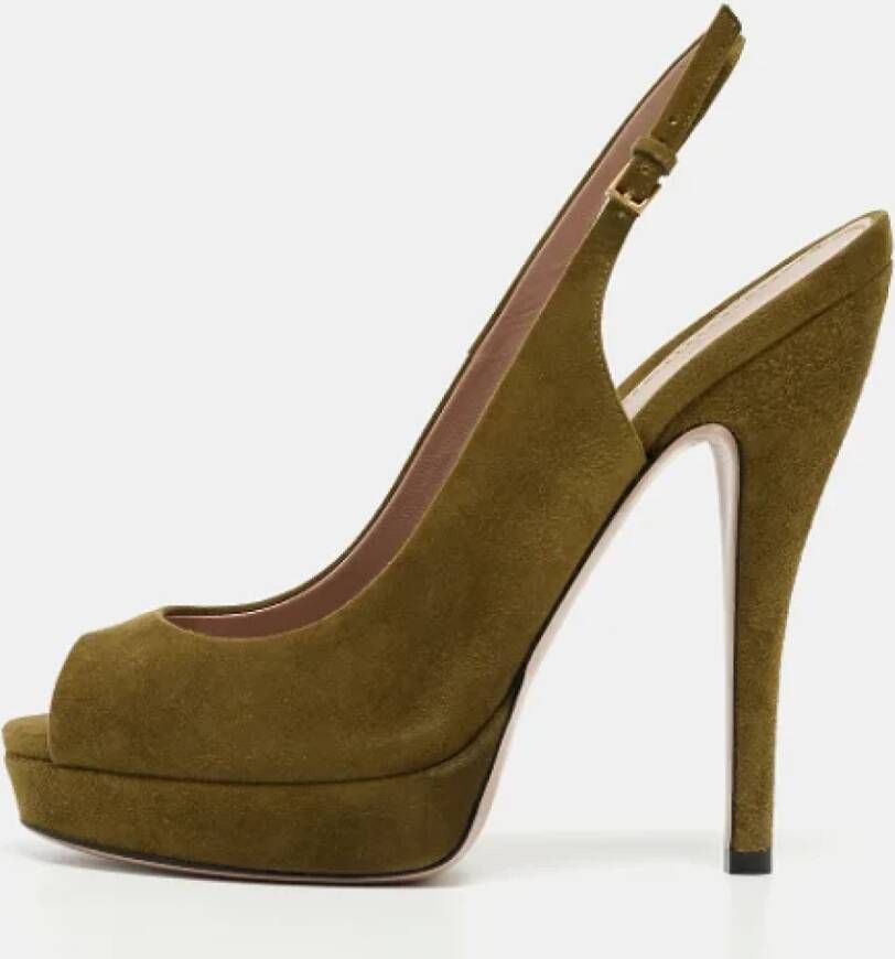 Gucci Vintage Pre-owned Suede heels Green Dames