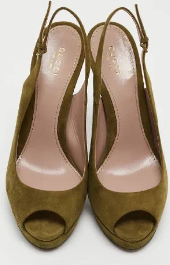 Gucci Vintage Pre-owned Suede heels Green Dames