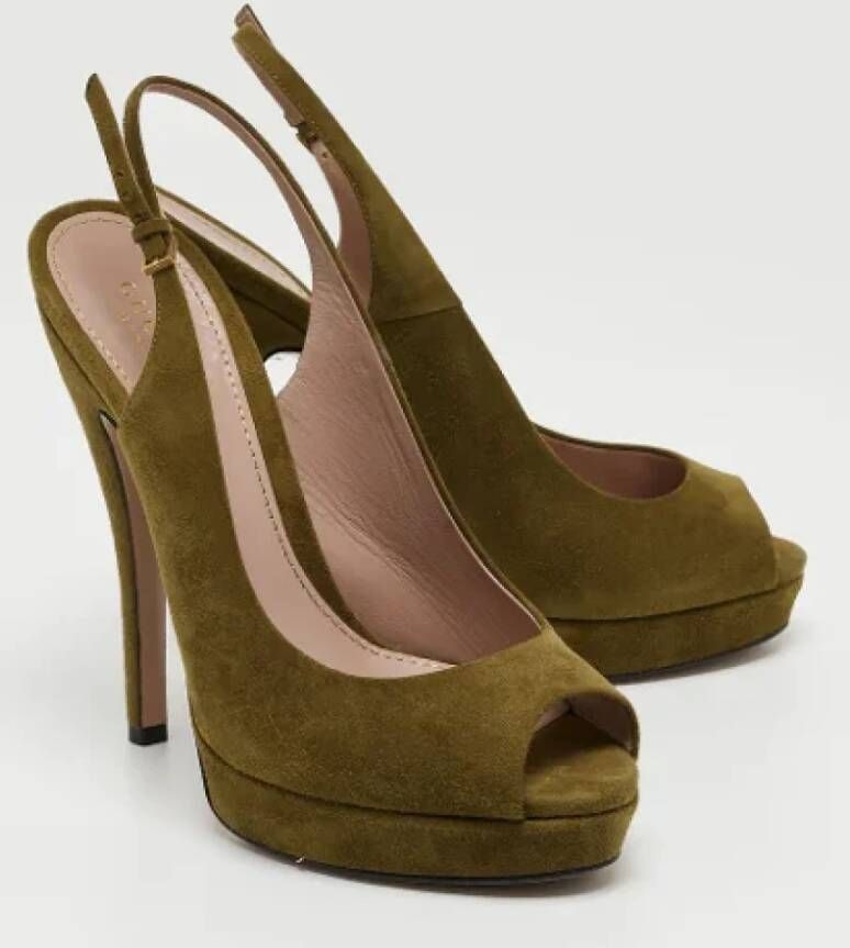 Gucci Vintage Pre-owned Suede heels Green Dames