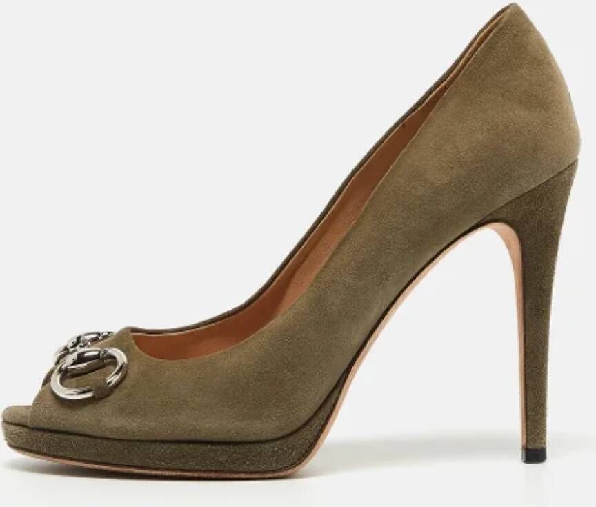 Gucci Vintage Pre-owned Suede heels Green Dames