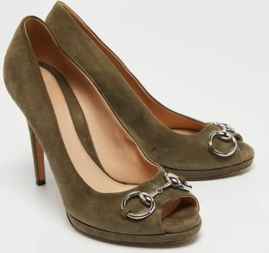 Gucci Vintage Pre-owned Suede heels Green Dames