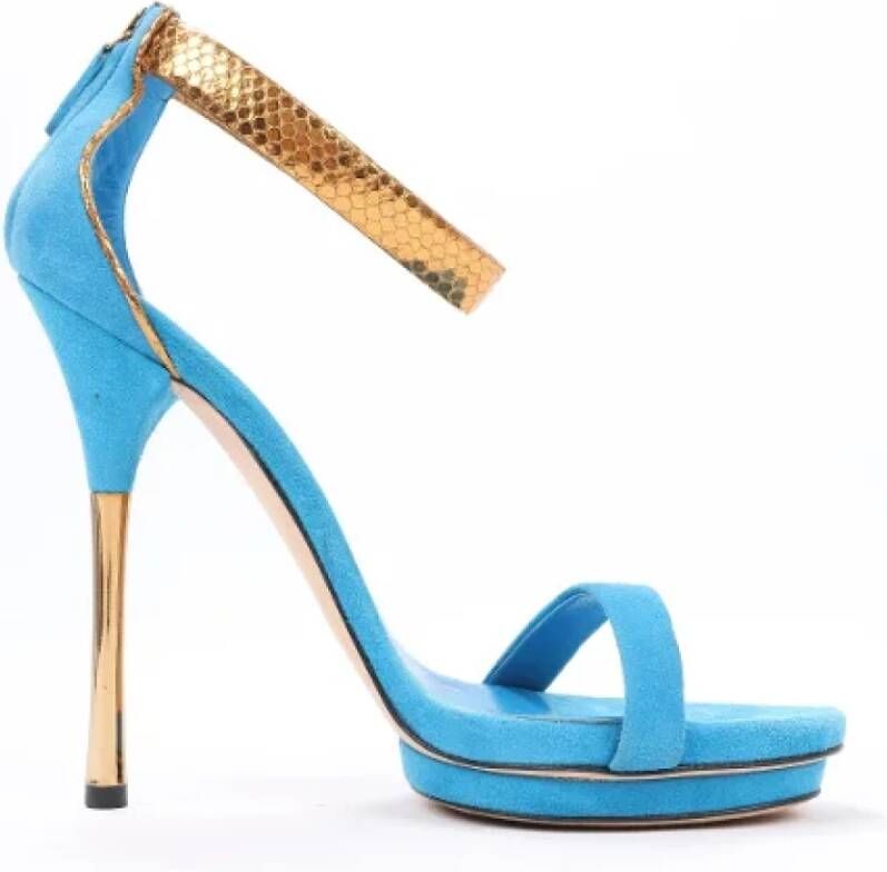 Gucci Vintage Pre-owned Suede sandals Blue Dames