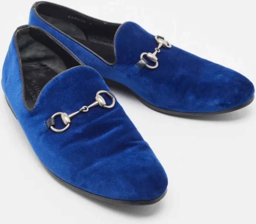 Gucci Vintage Pre-owned Velvet flats Blue Dames