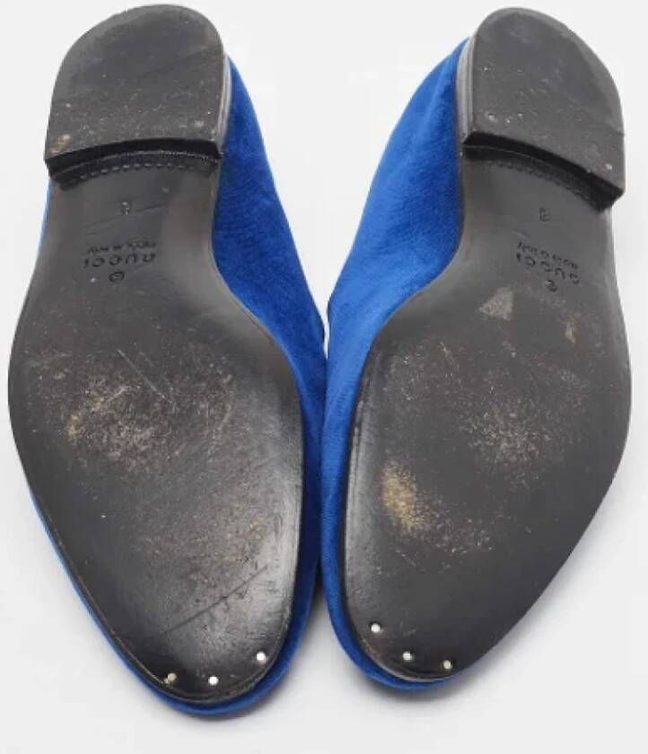 Gucci Vintage Pre-owned Velvet flats Blue Dames