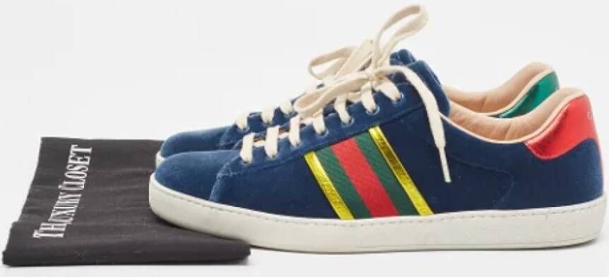 Gucci Vintage Pre-owned Velvet sneakers Blue Dames