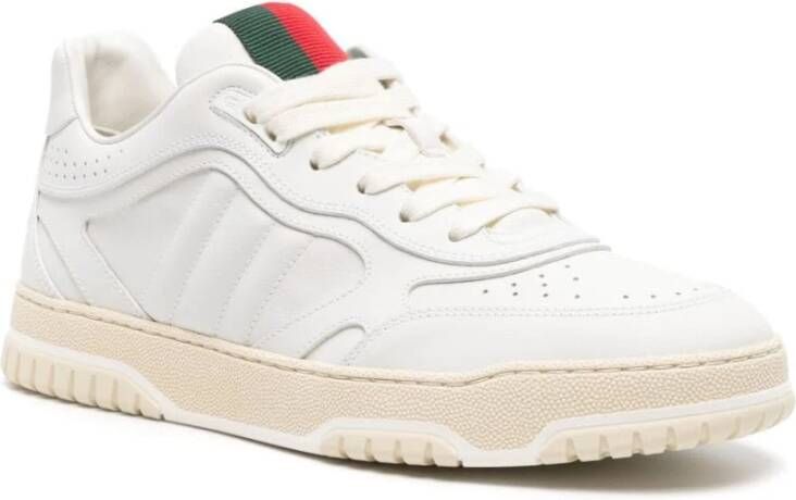 Gucci Leren Sneakers met Web-Stripe Trim White Dames