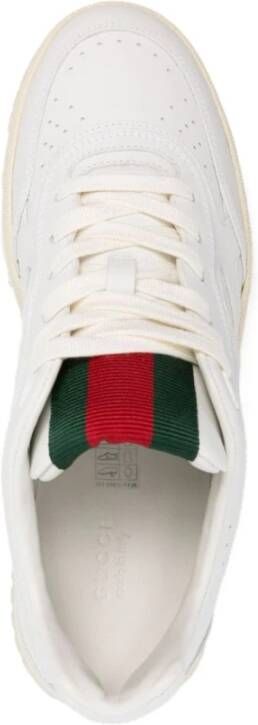 Gucci Leren Sneakers met Web-Stripe Trim White Dames