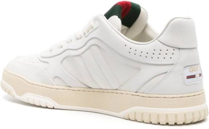 Gucci Leren Sneakers met Web-Stripe Trim White Dames