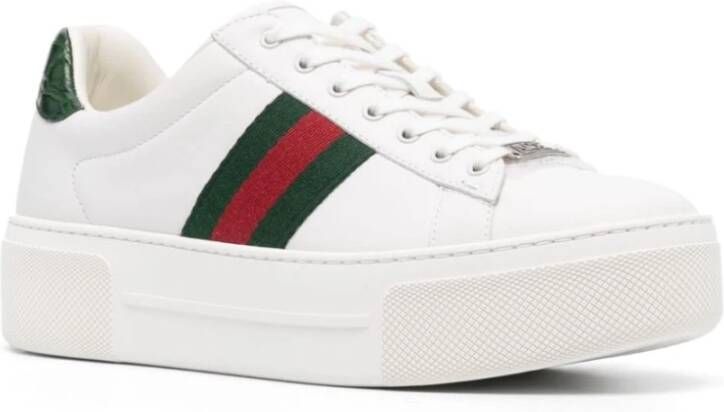 Gucci Witte Handtekening Webdetailing Sneakers White Dames