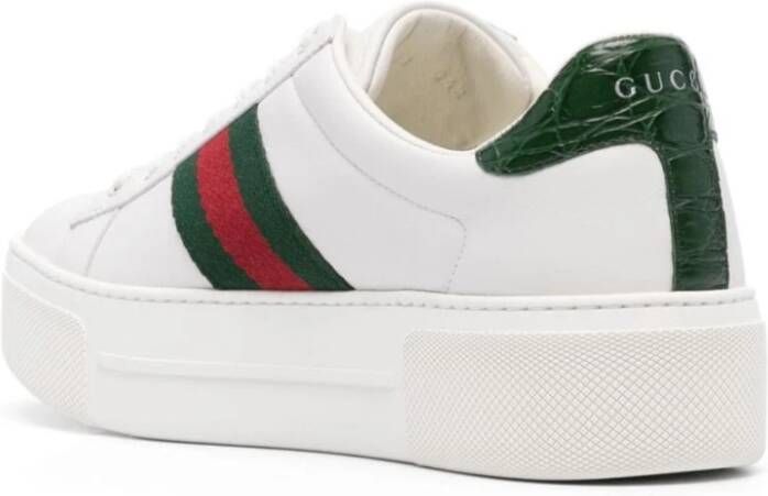 Gucci Witte Handtekening Webdetailing Sneakers White Dames