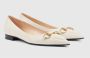 Gucci Witte Leren Ballerina Schoenen met Horsebit Detail White Dames - Thumbnail 2