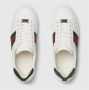 Gucci Witte Leren Sneakers met Groene en Rode Webband White Dames - Thumbnail 3