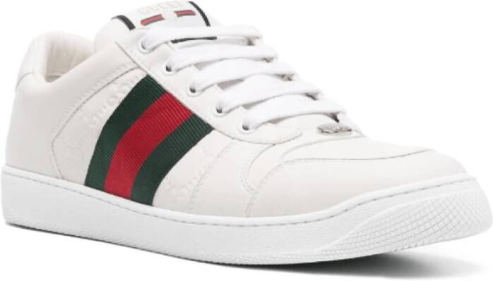 Gucci Witte Leren Sneakers met Logodetails White Heren