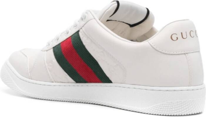 Gucci Witte Leren Sneakers met Logodetails White Heren