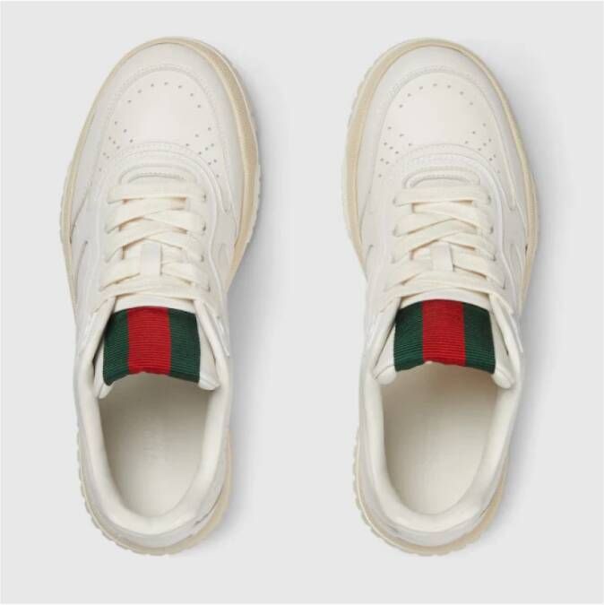 Gucci Witte leren sneakers met webdetail White Dames