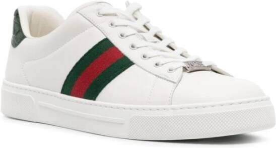 Gucci Witte Leren Web-Stripe Sneakers White Dames