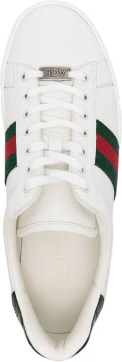 Gucci Witte Leren Web-Stripe Sneakers White Dames