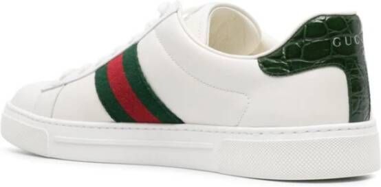 Gucci Witte Leren Web-Stripe Sneakers White Dames