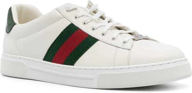 Gucci Witte Sneakers met Groen en Rood Web White Heren